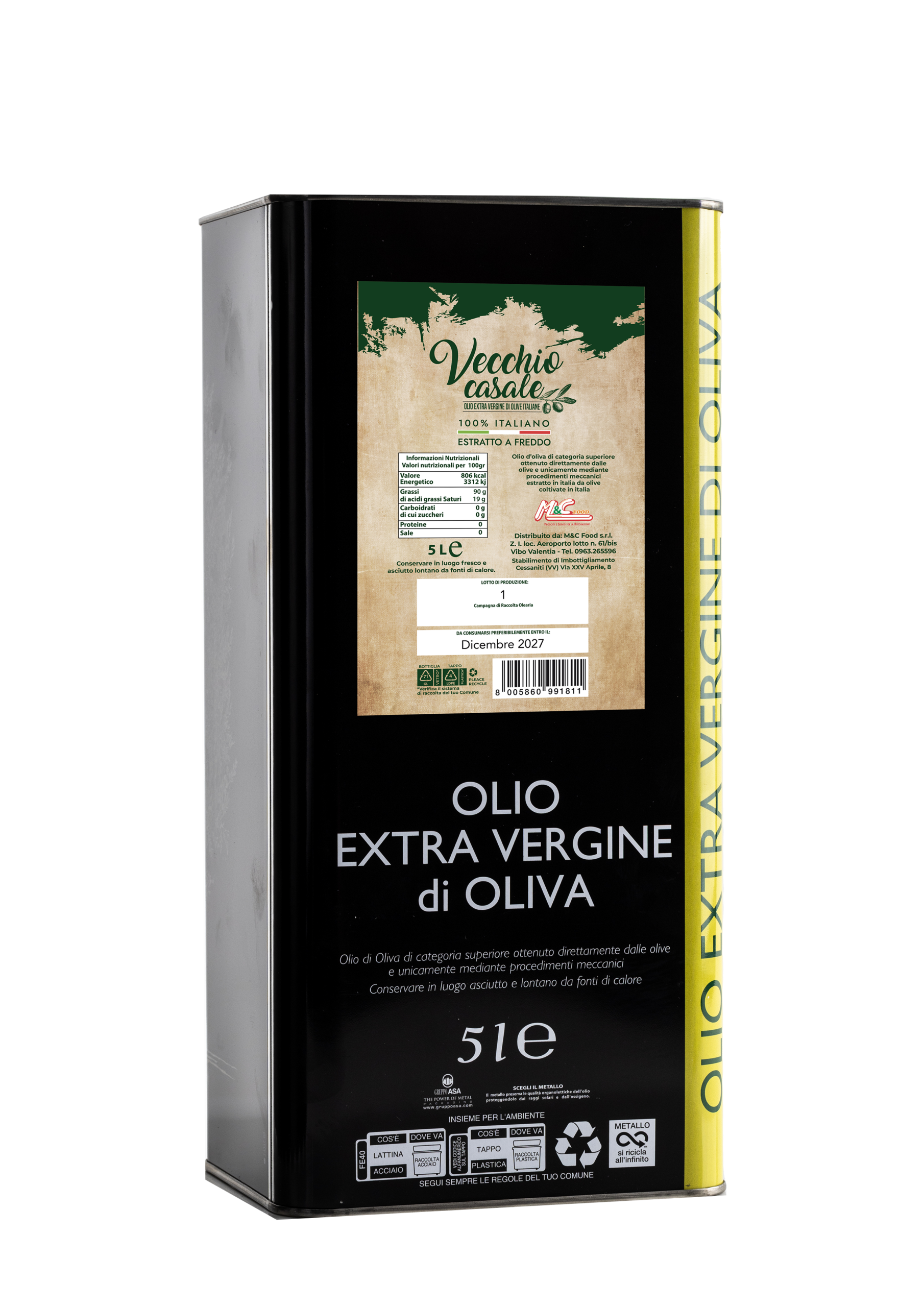 Olio d'Oliva, extravergine, in latta, 5L
